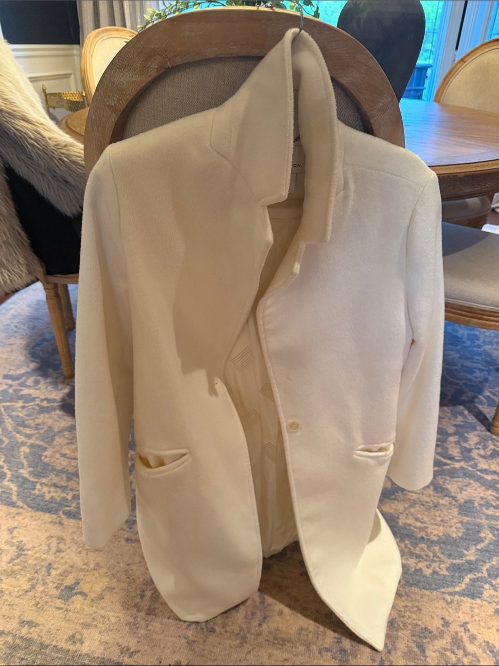 H by Halston Cream Stand-Collar Pea Coat